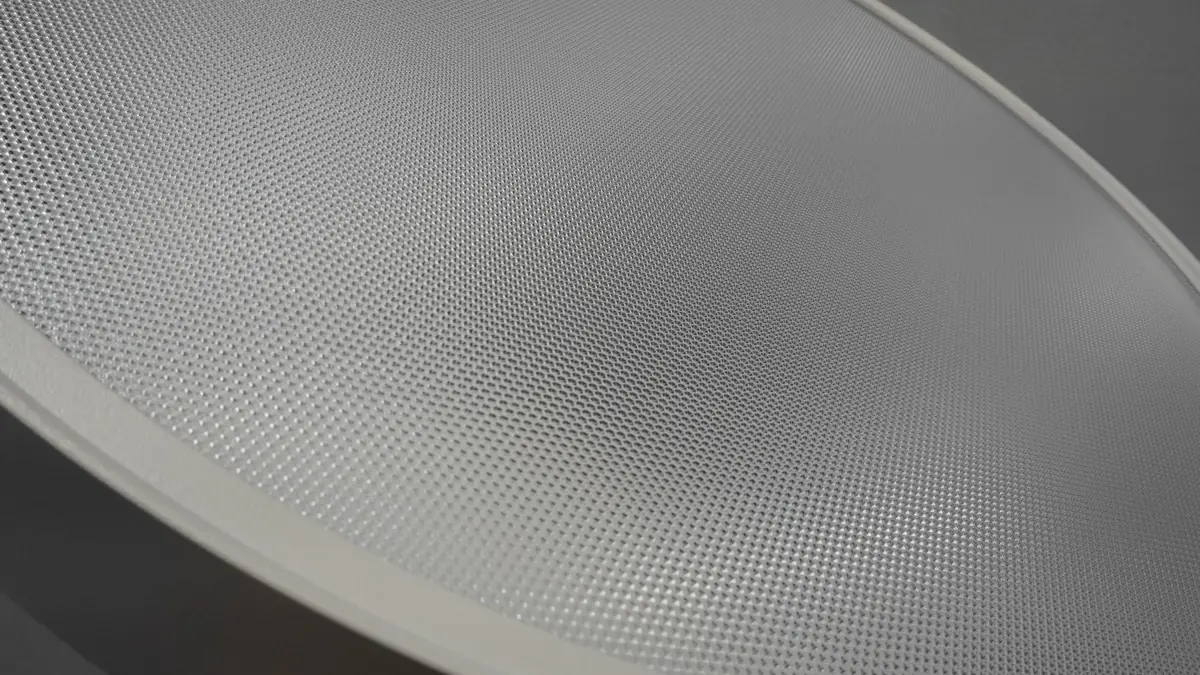 Close-up of the micro-prismatic diffuser of Fera